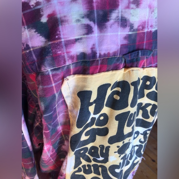 Cropped Upcycled Flannel Patch Shirt - Picture 5 of 9